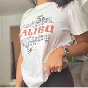 White graphic Malibu t-shirt